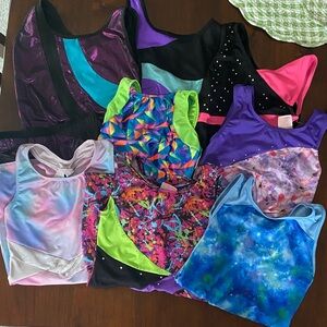 Lot of Colorful Girls' Gymnastics Leotards - Neon & Galaxy Prints